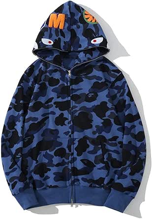 Baonmy Ape Hoodie Men Full Zip Up Hoodie Jacket Shark Mouth Jacket Fashion Street Wear...