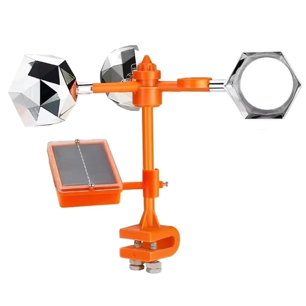 Aundhegrtt Solar Wind-Powered Bird Repeller Automatic Deterrent 360° Rotation Flash Sound Scare for Garden Farm Yard
