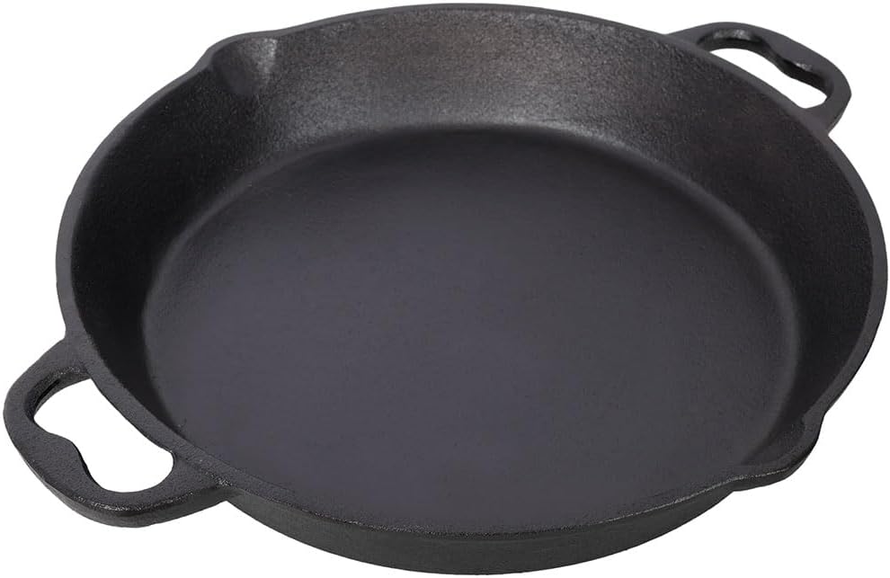 14-Inch Pre-Seasoned Cast Iron Skillet with Dual Assist Handles, Heavy-Duty Frying Pan for Stove, Oven, Grill & Campfire Cooking, Large Nonstick Cast Iron Pan for Home & Outdoor Use