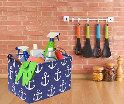 Image of Rectangular Kids Storage Bins,Boys Baskets,Collapsible Anchor Organizer Bin with Handles for Nautical Nursery Decor,Clothes Storage,Book Basket,Gift Basket.( Anchor)