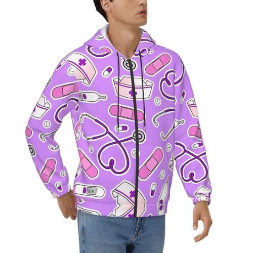 Sweat à capuche violet homme manches longues motif pour le confort