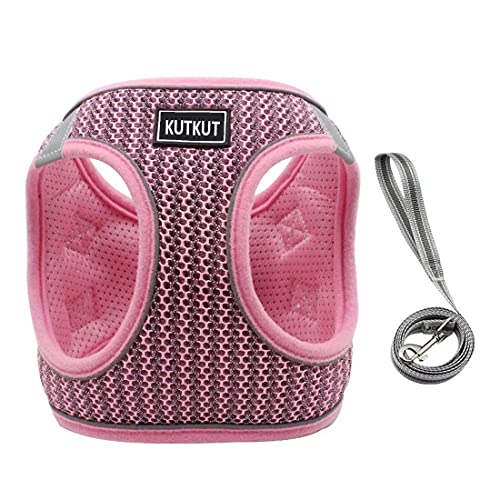 Image of KUTKUT Adjustable Vest Harness with Leash Set 2021 Newest Style | Soft Mesh Breathable Step-in Reflective | for Small-Medium Dogs & Cats (Size: XL, Adjustable Chest: 46-52cm, Pet Weight 7-10Kg)