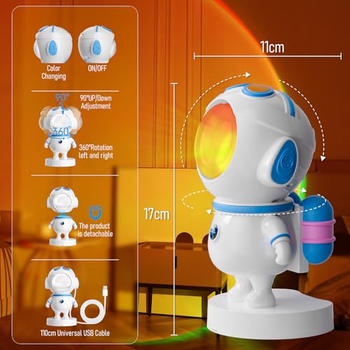 XEBKOR Astronaut Sunset Lamp Projector – 720° Rotating RGB with App & Music Sync — view 9