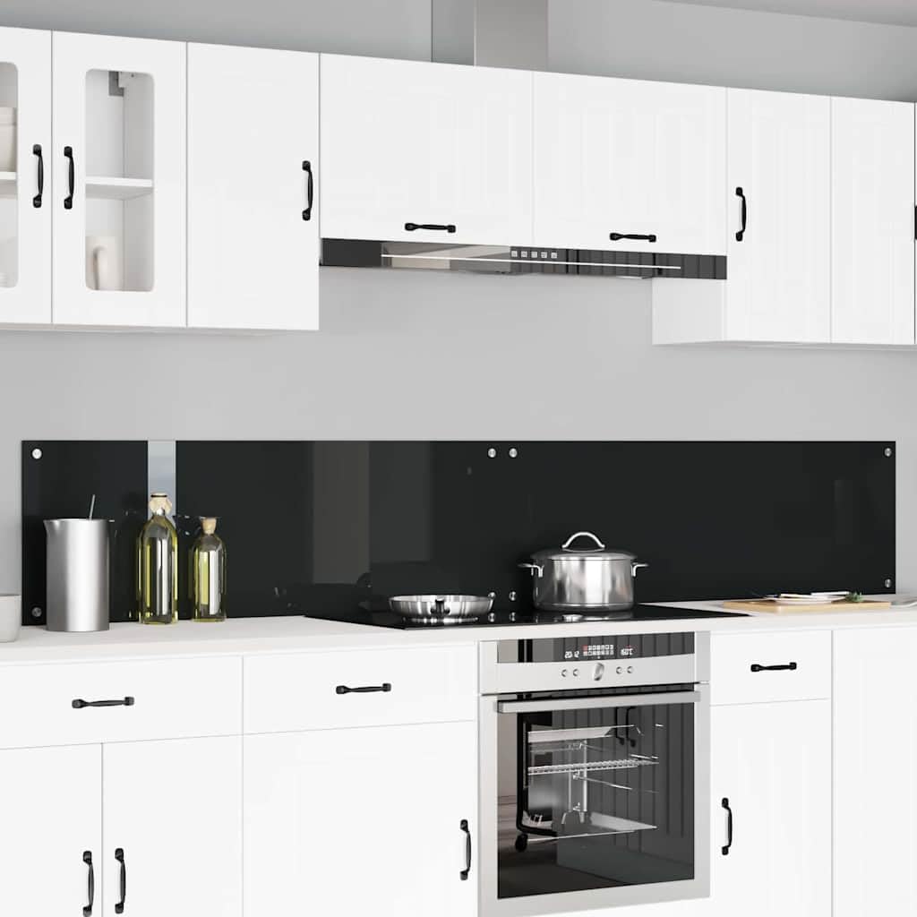 Lumanois Crédence de Cuisine 2 pcs Noir 120 x 40 cm Verre trempé Ustensiles & Accessoires de Cuisine Noir,3415497