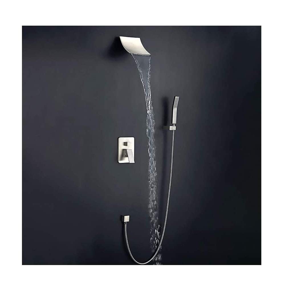 Robinet de baignoire cascade mural en nickel brossé style luxe - 6