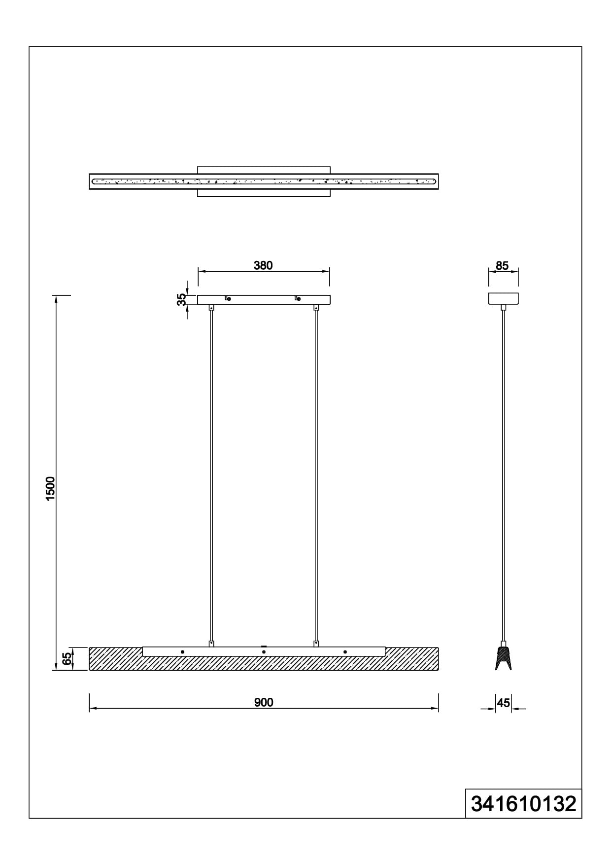 Trio Leuchten LED Pendelleuchte Kerala 341610132, Metall Schwarz matt, Holz naturbelassen, inkl. 25 Watt LED, Switch Dimmer
