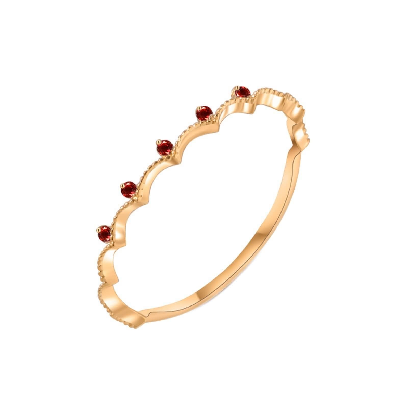 9 Karat Gelbgold Damen Ringe Diamant Weiß, Ring Für Freundin Kronenförmig mit Natürlichem Diamant/Rubin/Saphir
