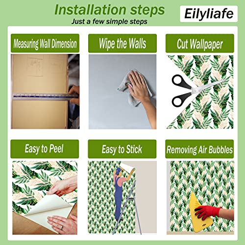 Eilyliafe Green And Gold Leaves Contact Paper For Cabinets Boho Wallpaper Peel And Stick Wallpaper Vintage Self Adhesive Wall Paper For Bedroom Home Wall Decor 16.1'' X 40Ft #TOP6