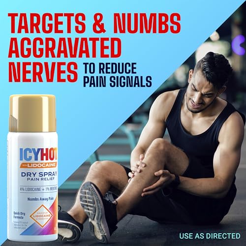 Icy Hot Lidocaine Pain Relief Dry Spray, Numb Aggravated Nerves with Max Strength Lidocaine 4% and Menthol 1%, Fast-Acting Pain Relief for Minor Pain, Backaches, Sprains and Strains, 4 oz - Thumbnail 4