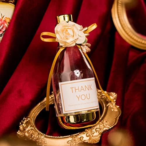 12Pcs Plastic Candy Box Thank You Champagne Bottle Wedding Favor Marriage Box Sweets Plastic Box Event Supply (Champagne-12pcs,L-14.5x5cm)