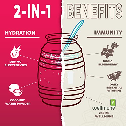 Salud 2-In-1 Hydration And Immunity Electrolytes Powder, Hibiscus - 15 Servings, Jamaica Agua Fresca Drink Mix, Elderberry, Dairy & Soy Free, Non-Gmo, Gluten Free, Vegan, Low Calorie, 1G Of Sugar #TOP3