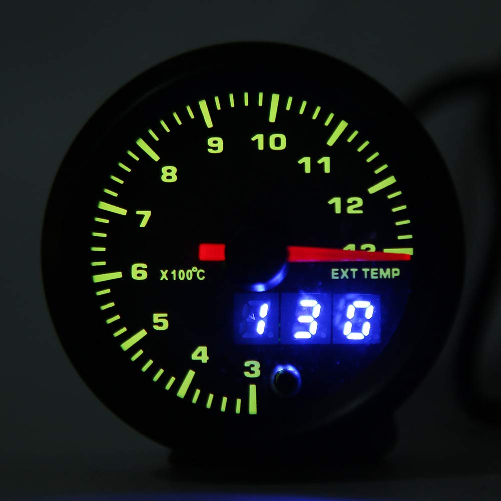 Medidor digital de temperatura de escape de 52 mm y 2,0 pulgadas con motor paso a paso - Pantalla EGT de alta precisión para modelos modificados a gasolina - Esfera iluminada para