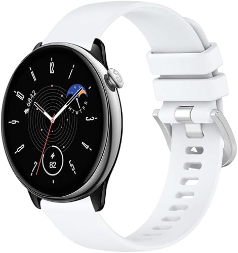 For Amazfit GTR Mini 20mm Liquid Glossy Silver Buckle Silicone Watch Band(White)