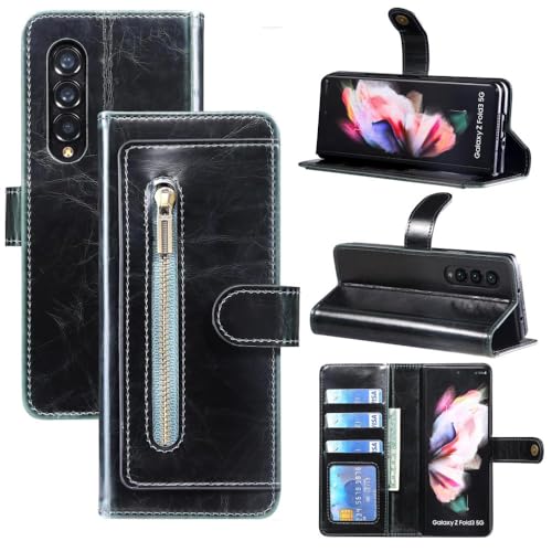 Étui de téléphone Samsung Galaxy Z Fold 3 4抗震防摔 et couverture charnière magnétique bleu