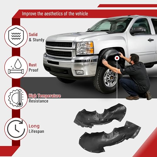 Image of Front Inner Fender Liner Compatible with 2001-2007 Chevy Chevrolet Silverado /GMC Sierra 2500 HD 3500 Replace for GM1249165 GM1248165 Wheel Liner Splash Guard W /O Insulation Foam Left + Right