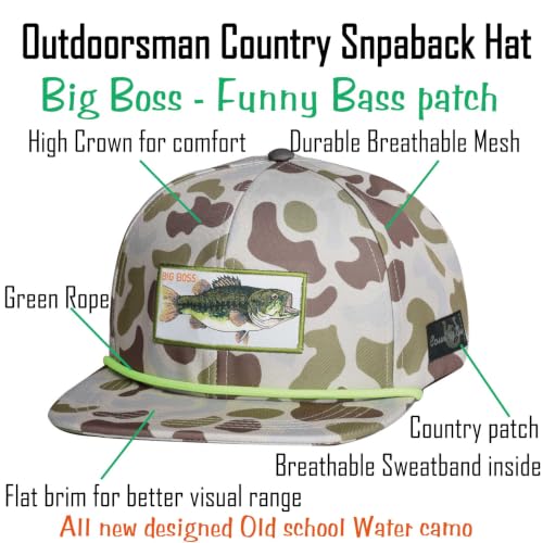 Image of EDTREK Performance Outdoorsman Snapback Truck Hat with Flat Brim - Unique Animal Embroidery