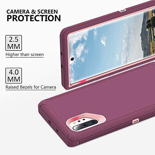 Mmhuo For Samsung Galaxy Note 10 Plus Case(Without Built-In Screen Protector),3 In 1 Dust & Shock-Proof Heavy Duty Protective Case Phone Case For Samsung Galaxy Note 10 Plus,Pink/Violet #TOP3