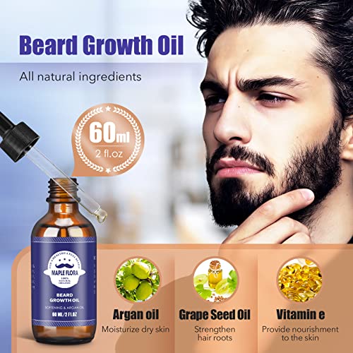 Beard Growth Kit - Beard Derma Roller, Beard Growth Oil (2Oz), Beard Wash, Beard Conditioner, Storage Bag, E-Book, Beard Thicker Grooming Care Kit, Mustache Gifts Set For Boyfriend Husband Fathers Dad Men Him #TOP2