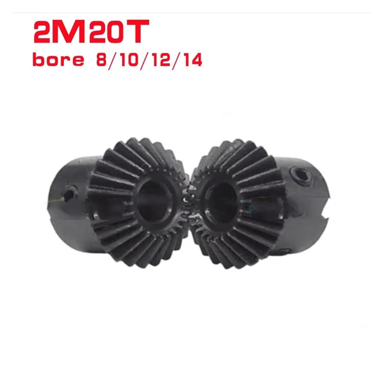 Bevel Gear Pinion Hardware Mechanical 2pcs Bevel Gear 2M 20Teeth Inner Hole 8/10/12/14mm 90 Degrees Meshing Angle Steel Gears Screw M5(8mm)