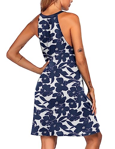 Image of Ekouaer Womens Nightgown Sleeveless Sleepwear V Neck Racerback Sleep Dress