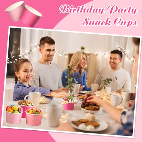 Image of Nuenen 300 Pcs 8 oz Summer Ice Cream Paper Cups Bulk Disposable Dessert Cups Solid Color Paper Dessert Bowls for Snack Sundae Spring Party Favors Ice Cream Bar Supplies (Pink Gradient)