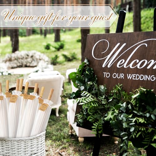 image for Huhumy 12 Set Parasol Umbrella 33 Inch Wedding Paper Umbrellas Thank Y