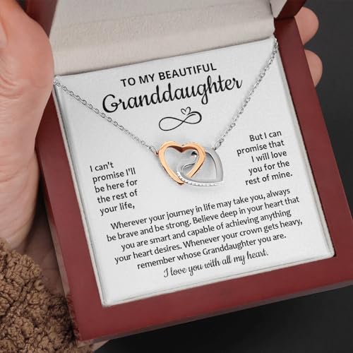 To My Granddaughter Necklace - Interlocking Heart Necklace For Granddaughter Gifts From Grandma Or Grandpa, Jewelry Gifts For Birthday, Graduation 5