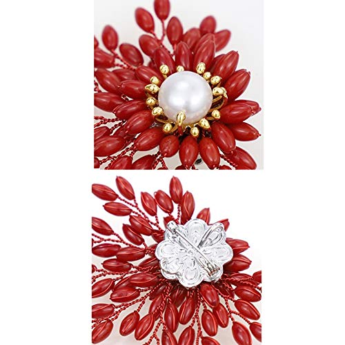 Broche corail rouge anti-glisse pour fixer manteau et pull - 2
