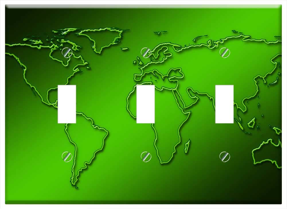 Switch Plate Triple Toggle - Earth World Globalization Planet Globe Global 1