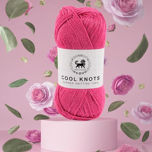 Image of NESTNHAVEN Polyester Cool Knots, Hand Knitting Yarn (1 Yarn Ball 100g) - Luxury Thread for Crochet, Amigurumi, Embroidery, Toys, Garments, Flowers and Hobby Projects (Pink)