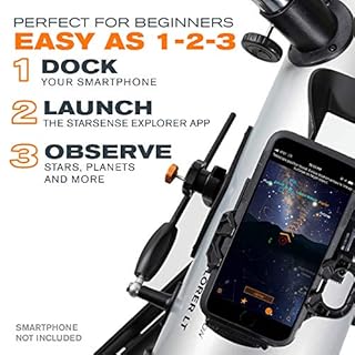 Celestron 22452 StarSense Explore LT114AZ Newtonian Reflector Telescope, Smartphone App-enabled, includes Two Eyepieces, 2xBarlow lens, Phone Dock/Height-adjustable Tripod, iOS/Android Compatible
