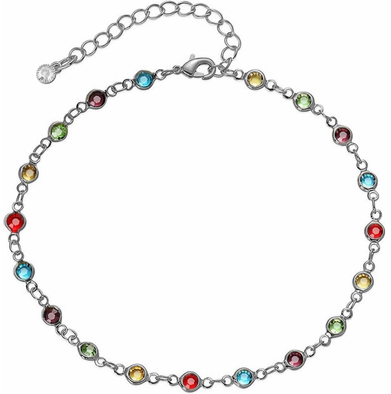 VAMA FASHIONS Silver Adjustable Multicolor Crystal Stone Ankle Bracelets Toes Foot Jewelry Leg Payal Anklets Charm Chains for Girls Women VAMA FASHIONS Silver Adjustable Multicolor Crystal Stone Ankle Bracelets Toes Foot Jewelry Leg Payal Anklets Charm Chains for Girls Women
