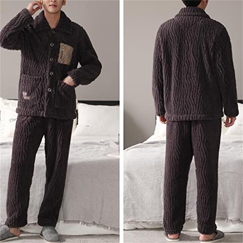 Thickened loungewear suit winter men's lapel pajamas coral fleece winter facecloth2