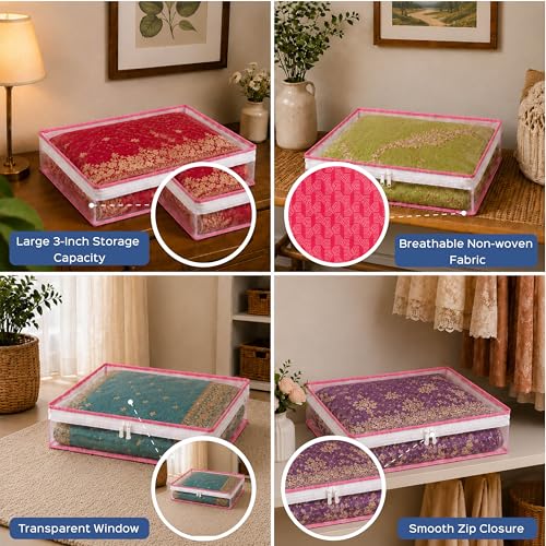HomeStrap 3-Inch Pink Saree Covers Pack of 10 - Image 7