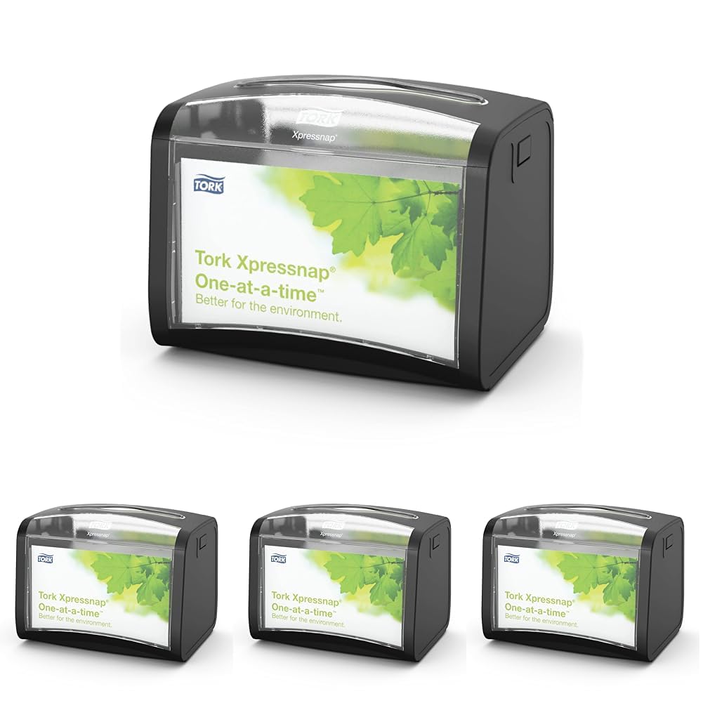 Tork 272611 Xpressnap Tischspender für N4 Spenderservietten/Serviettenspender in Schwarz (Packung mit 4)