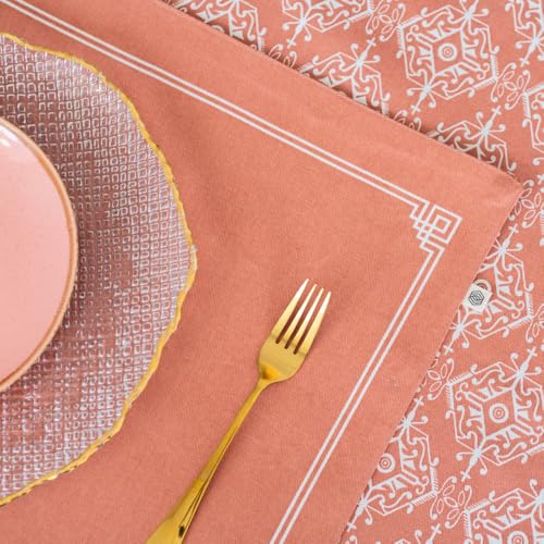 Image of THE YARD HOUSE Placemats - Reversible & Wipeable Cotton Placemats (Agra Red, Set of 4)