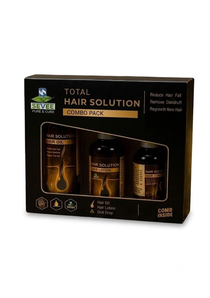 SEVEE Total Hair Solution Combo Pack | Hair Oil Hair Lotion & Oral Drops with Comb | Daily Hair & Scalp Care Kit-image-30