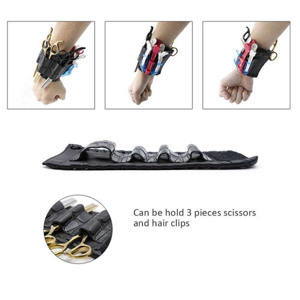Hairdressing Tool Kit, PU Leather Scissors Holster, PU Leather Scissors Bag Wristband, Scissor Pouch Holster for Hairdressers (1#)