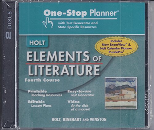 One-Stop Planner Holt Elements of Literature Fourth Course