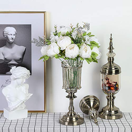 Floralsecret 1 Pack Artificial Peony Fake Flowers Silk Peonies Flowers Vintage Home Decoration Office Wedding Decor ( White Orange). #TOP3