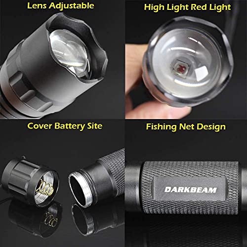 Darkbeam Red Light Flashlight Tactical Led Rechargeable, Zoomable Portable Handheld Red-Light For Fishing Hunting Detector Astrophotography #TOP5