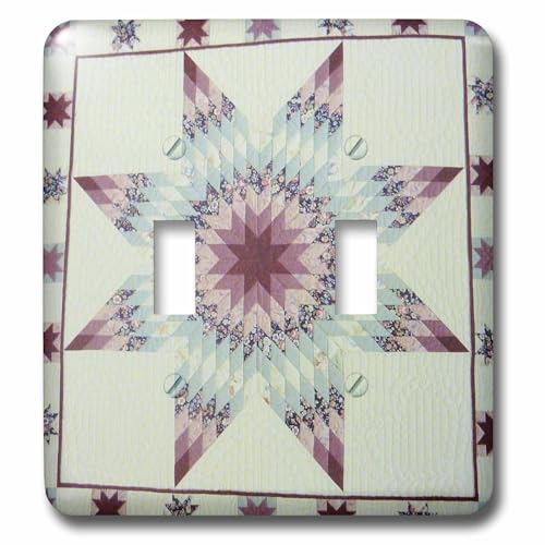 Interrupteur à baïonnette Patchwork Star rose et bleu 3dRose LSP_34793_2 - 2