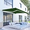 8×7 patio awning retractable fully assembled manual sunshade shelter aluminum frame 100 280g polyester water resistant outdoor window door awning deck canopy balcony yard business green  urban country home decor