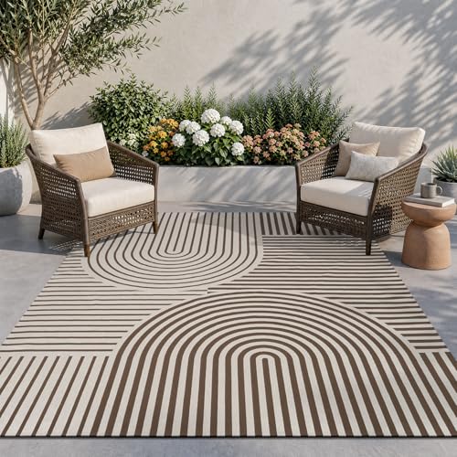AMOAMI-Outdoor Rug-Patio Rug 5x8 ft Quick Dry Flatweave Textured Machine Washable Outdoor Carpet with Rubber Particles Backing Boho Outdoor Area Rug for Patio Deck Front Porch Balcony Greyis