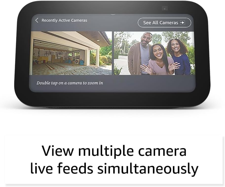 Echo Show 5 displaying multiple camera live feeds