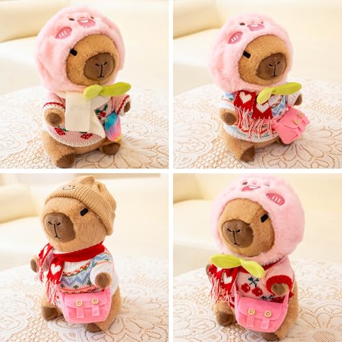Image of Capybara Plush for Boys Girls Birthday Dress Up Cute Plushies,10 Pcs Set,9 Clothes and Accessories Kawaii Stuffed Animal Plushie Toy, Soft Peluche Doll for Kids 10.2 in
