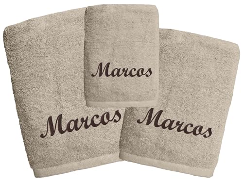 Genérico Juego Toallas Personalizadas Algodón 600gr/m² (Tierra, Juego Toallas 3P (70x140cm)+(50x100cm.)+(30x50cm.))