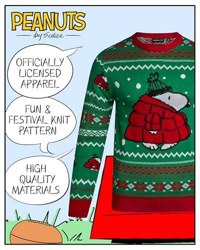 Peanuts Snoopy Mens Ugly Christmas Sweater Long Sleeve Crewneck - Image 3