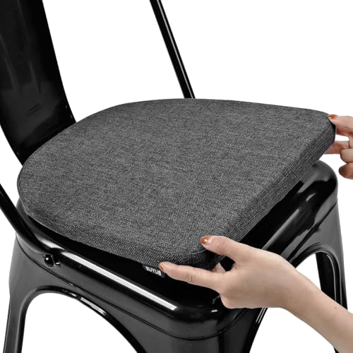 Image of BUYUE Friendly Woven Fabric 14x14 Magnetic Cushion for Metal Chair 1 Piece, Enhanced Anti-Slip Seat Pad for Dining Kitchen Cafe Stackable Chair (U-Shape, Dark Gray, 1 Count)