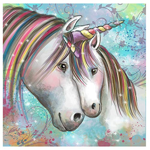 Kits de pintura de diamantes 5D, coloridos unicornios de ensueño WOWDECOR completo taladro DIY pintura de punto de cruz por números